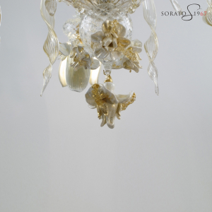 Monet lampadario vetro Murano 6 luci bianco oro Monet lampadario vetro Murano 6 luci bianco oro