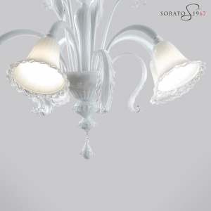 Raffaello lampadario vetro Murano bianco 5 luci Raffaello lampadario vetro Murano bianco 5 luci