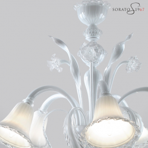 Raffaello lampadario vetro Murano bianco 5 luci Raffaello lampadario vetro Murano bianco 5 luci