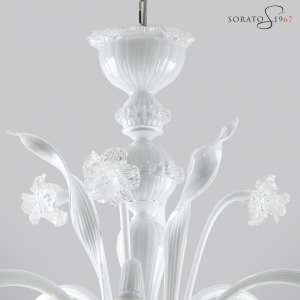Raffaello lampadario vetro Murano bianco 5 luci Raffaello lampadario vetro Murano bianco 5 luci