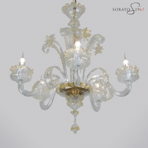 Masaccio lampadario vetro Murano cristallo oro 5 luci Masaccio lampadario vetro Murano cristallo oro 5 luci