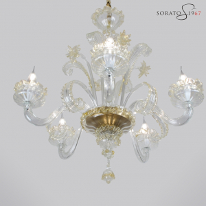 Masaccio lampadario vetro Murano cristallo oro 5 luci Masaccio lampadario vetro Murano cristallo oro 5 luci