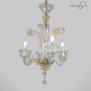 Masaccio lampadario vetro Murano cristallo oro micro 3 luci Masaccio lampadario vetro Murano cristallo oro micro 3 luci