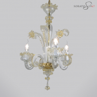Masaccio lampadario vetro Murano cristallo oro micro 3 luci