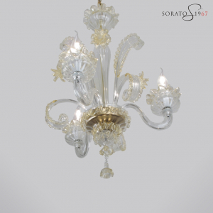 Masaccio lampadario vetro Murano cristallo oro 5 luci Masaccio lampadario vetro Murano cristallo oro 5 luci