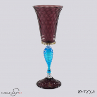 Calice vetro Murano Batèla ametista e acquamare Calice vetro Murano Batèla ametista e acquamare