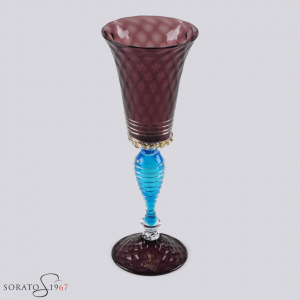 Calice vetro Murano Batèla ametista e acquamare Calice vetro Murano Batèla ametista e acquamare