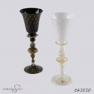 Calice vetro Murano Caicio bianco e nero