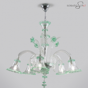 Pinturicchio lampadario vetro Murano cristallo verde 5 luci Pinturicchio lampadario vetro Murano cristallo verde 5 luci
