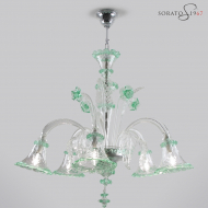 Pinturicchio lampadario vetro Murano cristallo verde 5 luci Pinturicchio lampadario vetro Murano cristallo verde 5 luci