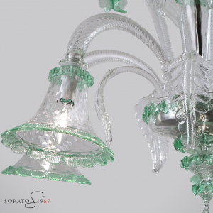 Pinturicchio lampadario vetro Murano cristallo verde 5 luci Pinturicchio lampadario vetro Murano cristallo verde 5 luci