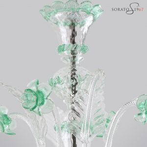 Pinturicchio lampadario vetro Murano cristallo verde 5 luci Pinturicchio lampadario vetro Murano cristallo verde 5 luci