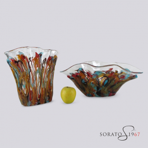 Vaso e centrotavola Murano fili colorati Vaso e centrotavola Murano fili colorati