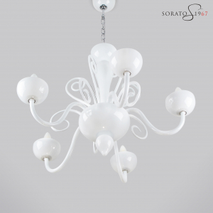 Vivarini lampadario Murano bianco 5 luci Vivarini lampadario Murano bianco 5 luci