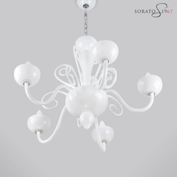 Vivarini lampadario Murano bianco 5 luci