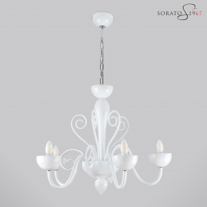 Vivarini lampadario Murano bianco 5 luci Vivarini lampadario Murano bianco 5 luci