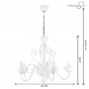 Vivarini lampadario Murano bianco 5 luci Vivarini lampadario Murano bianco 5 luci