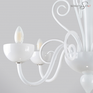 Vivarini lampadario Murano bianco 5 luci Vivarini lampadario Murano bianco 5 luci