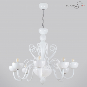 Vivarini lampadario Murano bianco 8 luci Vivarini lampadario Murano bianco 8 luci