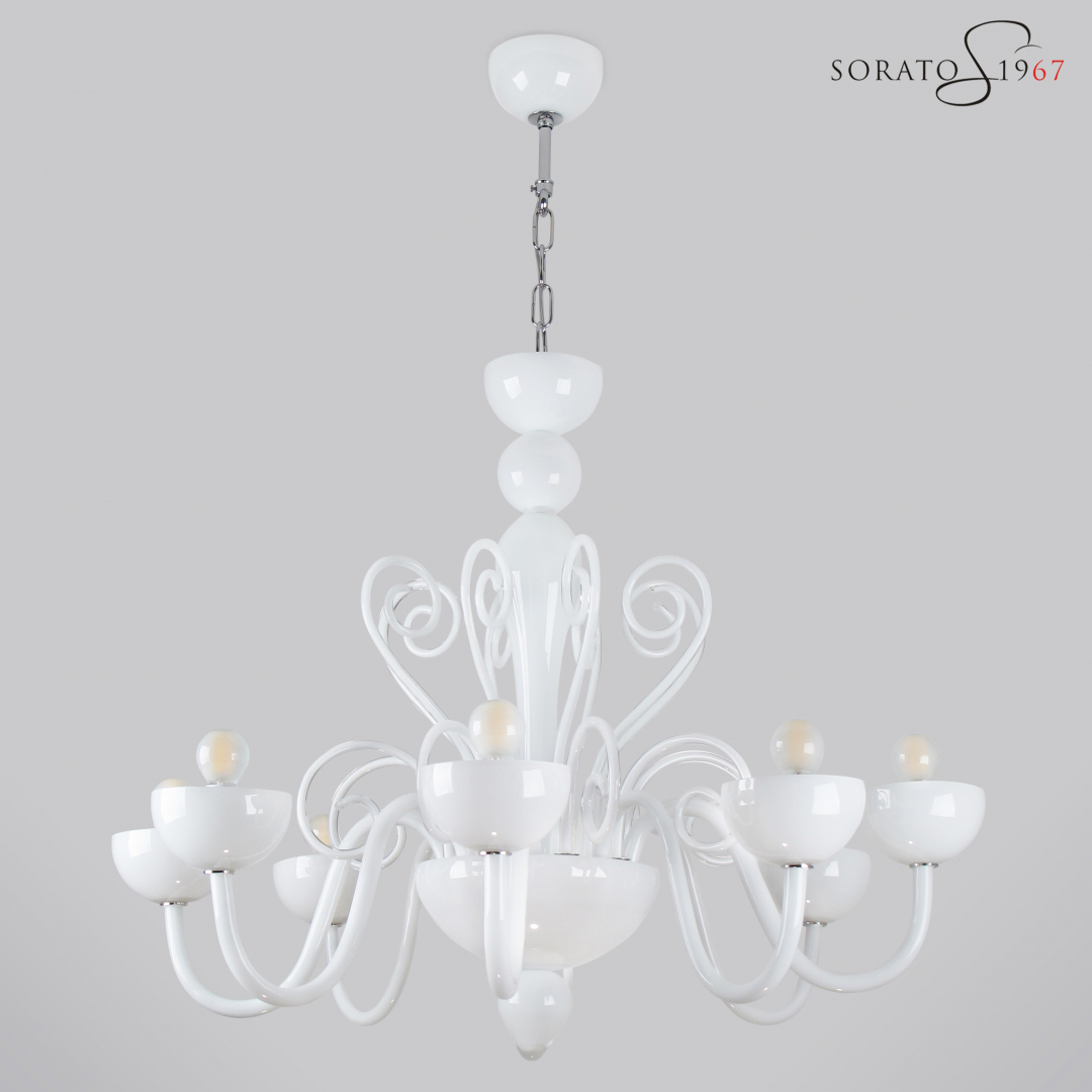 Lampadari murano vivarini 8 luci Lampadario bianco murano