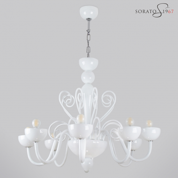 Vivarini lampadario Murano bianco 8 luci