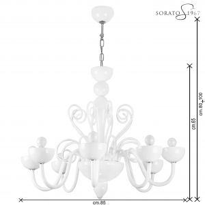 Vivarini lampadario Murano bianco 8 luci Vivarini lampadario Murano bianco 8 luci