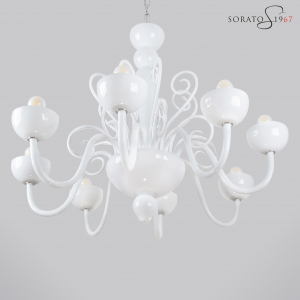 Vivarini lampadario Murano bianco 8 luci Vivarini lampadario Murano bianco 8 luci