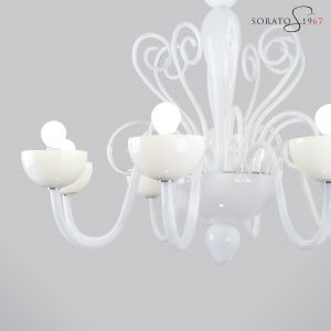 Vivarini lampadario Murano bianco 8 luci Vivarini lampadario Murano bianco 8 luci