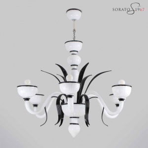 Bramante lampadario Murano 5 luci moderno bianco e nero Bramante lampadario Murano 5 luci moderno bianco e nero
