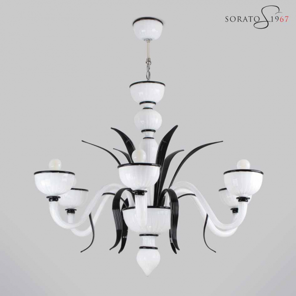 Bramante fogliato lampadario Murano 5 luci