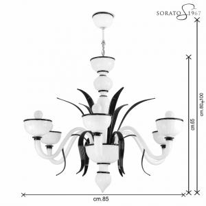 Bramante lampadario Murano 5 luci moderno bianco e nero Bramante lampadario Murano 5 luci moderno bianco e nero