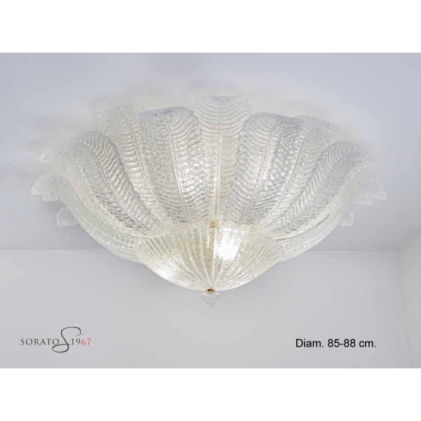 Morosini plafoniera foglie vetro Murano