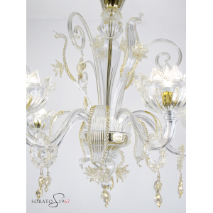 Lorrain lampadario Murano cristallo oro 5 luci Lorrain lampadario Murano cristallo oro 5 luci