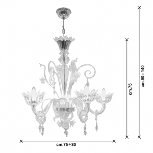 Lorrain lampadario Murano 5 luci dimensioni Lorrain lampadario Murano 5 luci dimensioni
