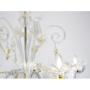 Lorrain lampadario Murano cristallo oro 5 luci Lorrain lampadario Murano cristallo oro 5 luci